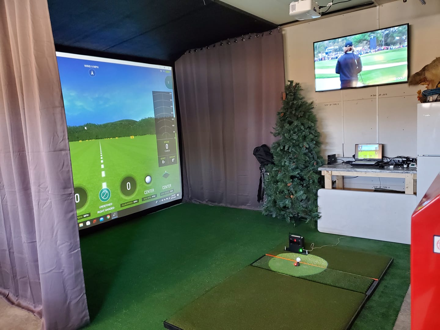 SkyTrak+ Commercial Grade Golf Simulator Impact Screen Package | 31 World-Class Courses & 4K Projector