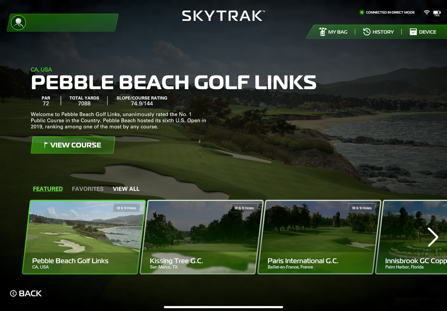 SkyTrak Course Play Golf Simulator Play Package With Access to 31 World-Class Golf Courses