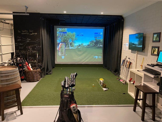 SkyTrak+ Commercial Grade Golf Simulator Impact Screen Package | 31 World-Class Courses & 4K Projector